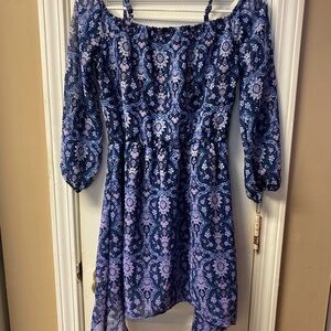 Floral Blue and Purple Kids Dress